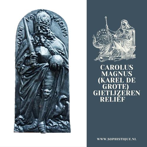 Carolus Magnus (Karel de Grote)  gietijzeren reliëf, Antiek en Kunst, Kunst | Niet-Westerse kunst, Ophalen of Verzenden