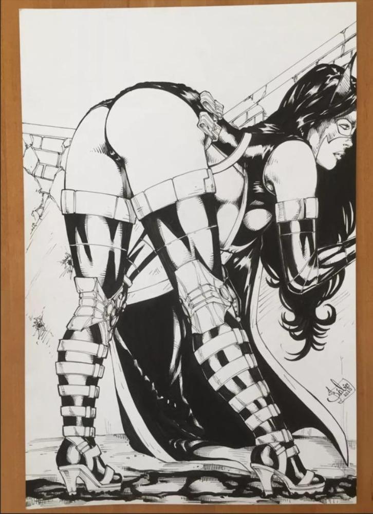 Fabio Oliveira original schets drawing Huntress ink, Boeken, Stripboeken, Zo goed als nieuw, Eén stripboek, Verzenden
