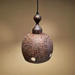 Vintage Brutalistische Hanglamp in bruin keramiek jaren 70