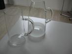 2 Glazen water kannen 20 24 cm hoog samen €5.00., Ophalen of Verzenden, Zo goed als nieuw, Glas, Glas of Glazen