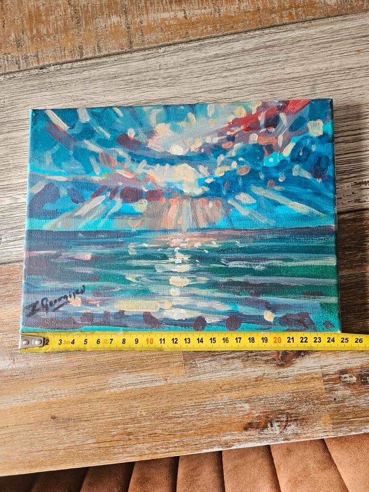 Zonsondergang Schilderij - Origineel Kunstwerk, Antiek en Kunst, Kunst | Schilderijen | Abstract, Ophalen of Verzenden