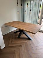 Eikenhouten eettafel met boomstamblad, Huis en Inrichting, Tafels | Eettafels, 200 cm of meer, 100 tot 150 cm, Rechthoekig, Eikenhout