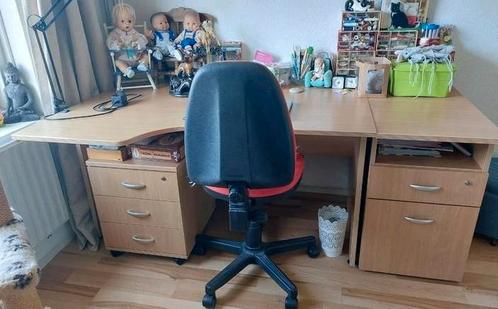 Groot, diep, degelijk buro met extra ladeblok, Huis en Inrichting, Bureaus, Zo goed als nieuw, Bureau, Ophalen