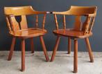 48 Vintage houten Cafestoelen Brutalist stoelen cafe horeca, Ophalen of Verzenden, Bruin, Zo goed als nieuw