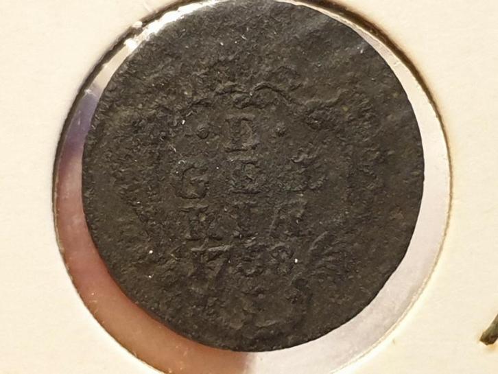 Gelria, duit 1758 (01), Postzegels en Munten, Munten | Nederland, Overige waardes, Vóór koninkrijk, Ophalen of Verzenden