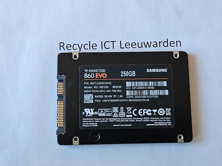 Samsung 250gb laptop ssd hdd hardeschijf 860evo, Computers en Software, Harde schijven, Gebruikt, Laptop, Intern, SSD, SATA, Ophalen of Verzenden
