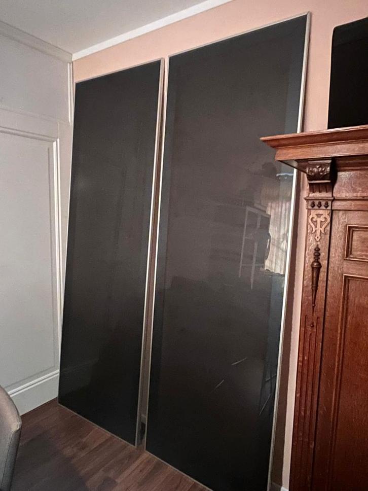 Ikea pax deuren frosted glas zwart, Huis en Inrichting, Kasten | Kledingkasten, Zo goed als nieuw, 200 cm of meer, 50 tot 100 cm