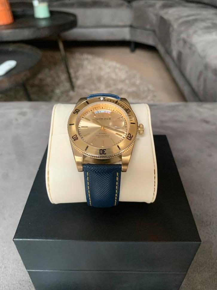 Jacob Zech Athena, Sieraden, Tassen en Uiterlijk, Horloges | Heren, Zo goed als nieuw, Polshorloge, Overige merken, Staal, Leer