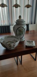 MOOI 3 DELIG SET POT MET DEKSEL/SCHAAL EN ASBAK, Antiek en Kunst, Antiek | Keramiek en Aardewerk, Ophalen of Verzenden
