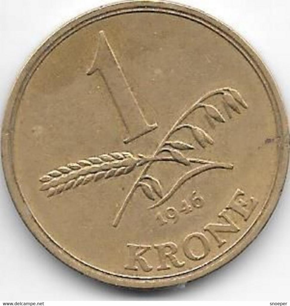 Denmark1 krone 1946 km 835 vf, Verzenden, Overige landen, Losse munt