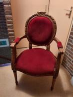 1x Houten stoel met rode bekleding, Huis en Inrichting, Stoelen, Ophalen, Gebruikt, Rood, Eén