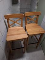 Houten barkrukken 2x, Ophalen, 60 tot 90 cm, Zo goed als nieuw, Hout