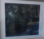 Pastel Nachtelijke kraamverkopers Arjen Galema 1938 45x50, Antiek en Kunst, Kunst | Schilderijen | Klassiek, Ophalen of Verzenden