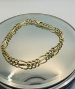 14k Gouden Heren Armband - Figaro Schakel 24,5cm, Sieraden, Tassen en Uiterlijk, Armbanden, Ophalen of Verzenden, Nieuw, Goud