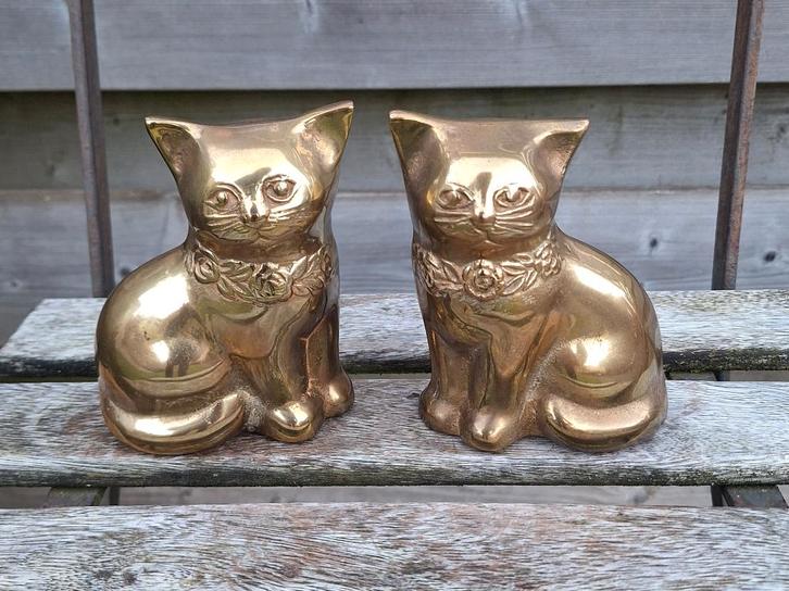 Prachtige vintage set messing poezen., Verzamelen, Retro, Huis en Inrichting, Ophalen of Verzenden