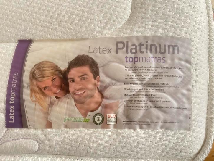 Latex topmatras Platinum, Huis en Inrichting, Slaapkamer | Matrassen en Bedbodems, Zo goed als nieuw, 90 cm, Eenpersoons, Ophalen of Verzenden