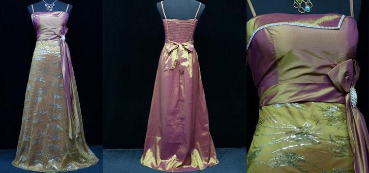 nieuwe galajurk maat 42-44 goud, Kleding | Dames, Gelegenheidskleding, Nieuw, Galajurk, Maat 42/44 (L), Oranje, Ophalen of Verzenden