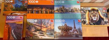 7 JUMBO puzzels van 500, 1000 en 1500 stukjes beschikbaar voor biedingen