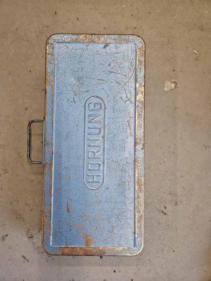 Vintage Hornung Soldeerbout Set in Metalen Koffer, Doe-het-zelf en Verbouw, Gereedschapskisten, Gebruikt, Gevuld, Ophalen of Verzenden