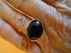 Zilveren ring met zwarte onyx., Sieraden, Tassen en Uiterlijk, Ringen, Ophalen of Verzenden, Dame, Kleiner dan 17, Zo goed als nieuw