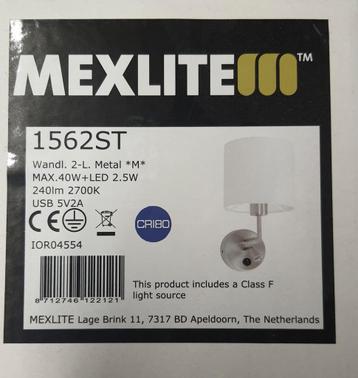4st. MEXLITE Wandlamp Met Leeslampje en USB Port. Nieuw! beschikbaar voor biedingen