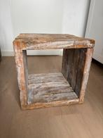 Rustieke houten tafel kubussen set (48 cm), Ophalen, Minder dan 55 cm, Gebruikt, Rechthoekig