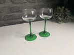 Vintage Roemer Wijnglazen - Groene Steel - Set van 2, Glas of Glazen, Ophalen of Verzenden, Overige stijlen, Glas
