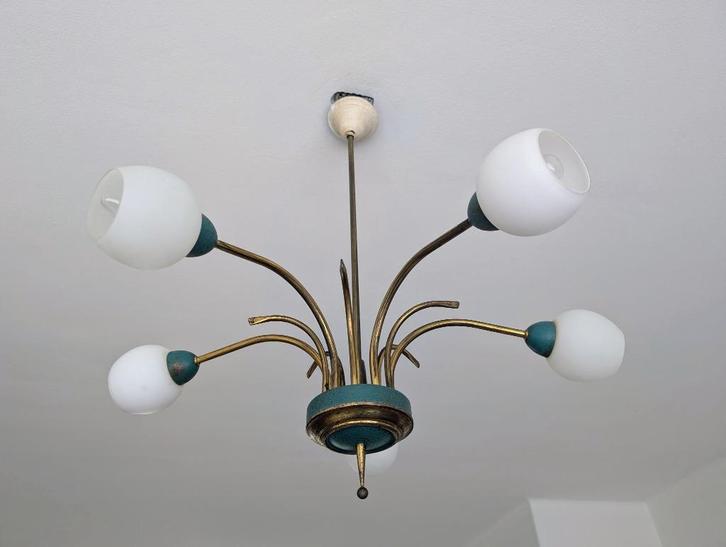 Vintage Mid Century Hanglamp, Huis en Inrichting, Lampen | Hanglampen, Gebruikt, 75 cm of meer, Ophalen