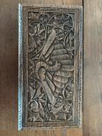 Handgesneden Houten Doos met Pauwenmotief Antiek Stijl Woond, Ophalen