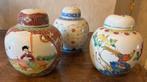 3 vintage Chinese gemberpotten, handbeschilderd, mooie staat, Ophalen