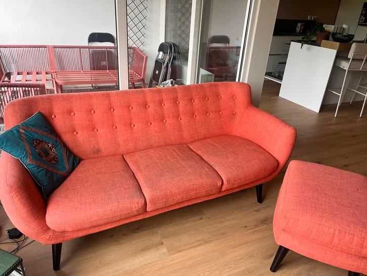 Driezitsbank Aba-i en poef, Huis en Inrichting, Banken | Sofa's en Chaises Longues, Gebruikt, Driepersoons, 150 tot 200 cm, 75 tot 100 cm