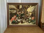 Geborduurd schilderij” bedrijvigheid in de paardestal”, Huis en Inrichting, Ophalen of Verzenden, Zo goed als nieuw, 50 tot 75 cm
