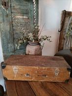 Grote houten brocante licht bruine kist degelijk, Ophalen, ., Zo goed als nieuw, .