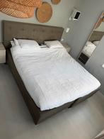 Tweepersoons boxspring met topper, Ophalen, Gebruikt, Bruin, Tweepersoons