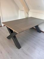 Massief houten eettafel tafel 200X100 Stalen industriële x, 200 cm of meer, Zo goed als nieuw, Rechthoekig, 50 tot 100 cm