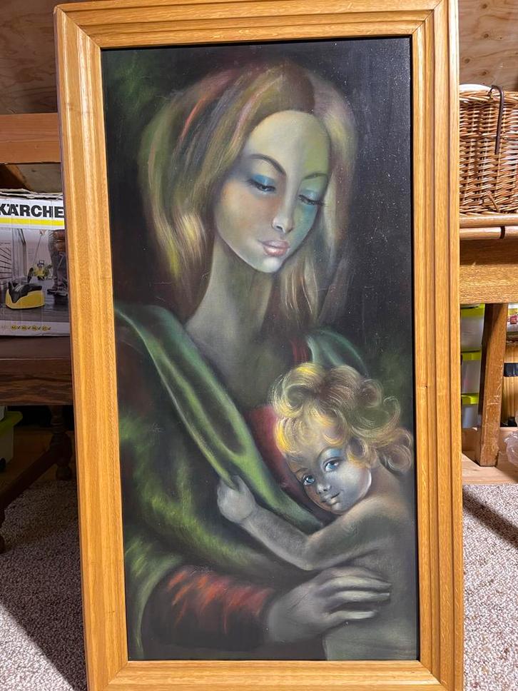 Antiek Schilderij Moeder en Kind, Antiek en Kunst, Kunst | Schilderijen | Klassiek, Ophalen