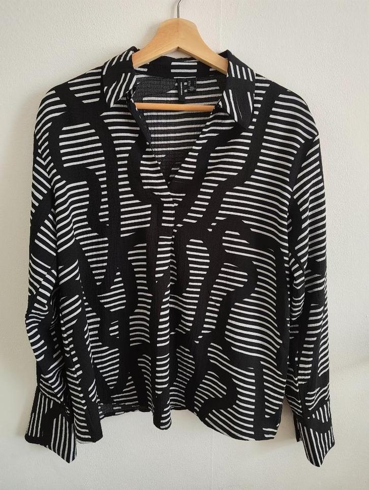 Blouse Vero Moda | zwart wit, Kleding | Dames, Blouses en Tunieken, Zo goed als nieuw, Maat 36 (S), Zwart, Ophalen of Verzenden