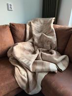 Vintage 100% wollen deken plaid 190x220 | bruin beige print, Huis en Inrichting, Woonaccessoires | Plaids en Woondekens, Ophalen of Verzenden
