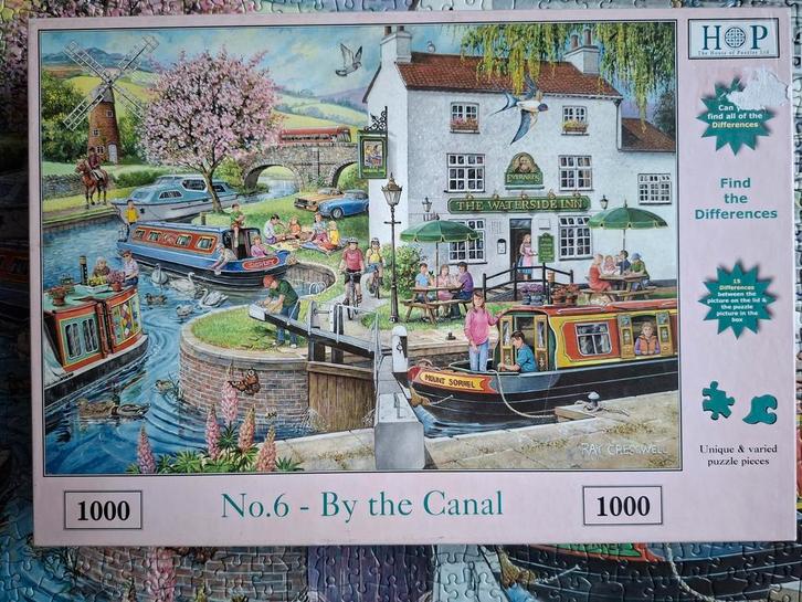 Hop Legpuzzel - By the Canal - 1000 stukjes, Hobby en Vrije tijd, Denksport en Puzzels, Zo goed als nieuw, Legpuzzel, 500 t/m 1500 stukjes