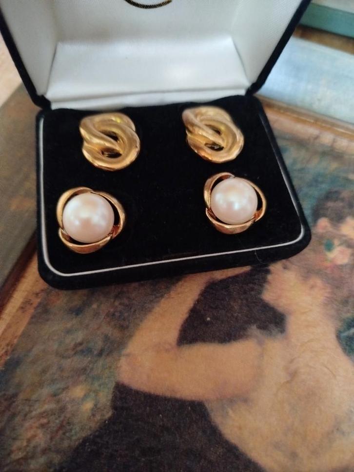 Elegant  Vintage Clip Oorbellen Set in Doosje, Sieraden, Tassen en Uiterlijk, Antieke sieraden, Oorbellen, Overige materialen