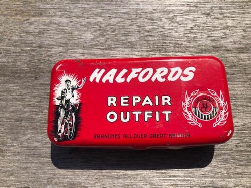 Oud Halfords Banden repair blikje met inhoud, Verzamelen, Merken en Reclamevoorwerpen, Gebruikt, Verpakking, Ophalen of Verzenden