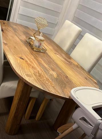  Ovale eettafel van mangohout, 200 x 90 cm