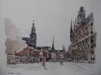 Aquarel Gouda, Antiek en Kunst, Kunst | Etsen en Gravures, Ophalen of Verzenden