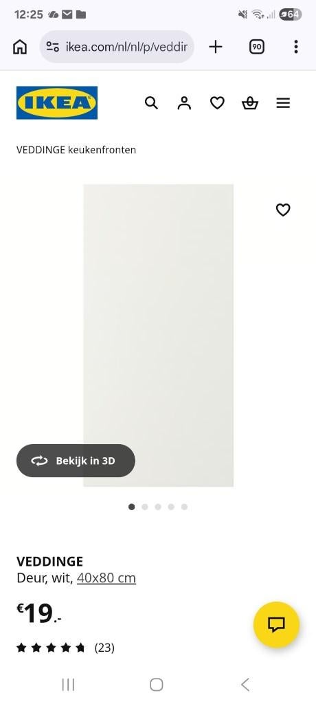 NIEUW Veddinge deur wit 40 x 80 cm (002.054.31), Huis en Inrichting, Keuken | Keukenelementen, Ophalen, Minder dan 50 cm, Wit