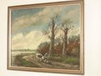 Olieverfschild.   H.C. KRANENBURG "Boer met koe op landweg", Ophalen