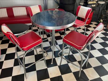 Amerikaanse Bel Air bartafel + 4 barkrukken beschikbaar voor biedingen