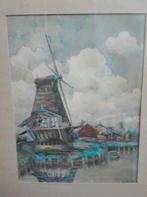 Kunstschilder Wilhelmus Broens aquarel Dordrecht molen , Ophalen