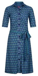 Tante Betsy Button down dress leaf blue jurk mt. XXL, Tante Betsy, Blauw, Maat 46/48 (XL) of groter, Ophalen of Verzenden