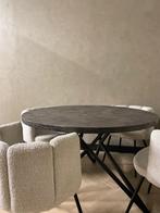 Ronde eettafel crocostructuur | zwart & goud, Rond, Nieuw, Ophalen of Verzenden, Vijf personen of meer