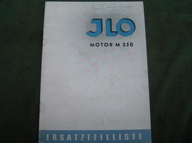 JLO M250 viergang ersatzteil liste 1952 ??, Motoren, Handleidingen en Instructieboekjes, Overige merken, Verzenden